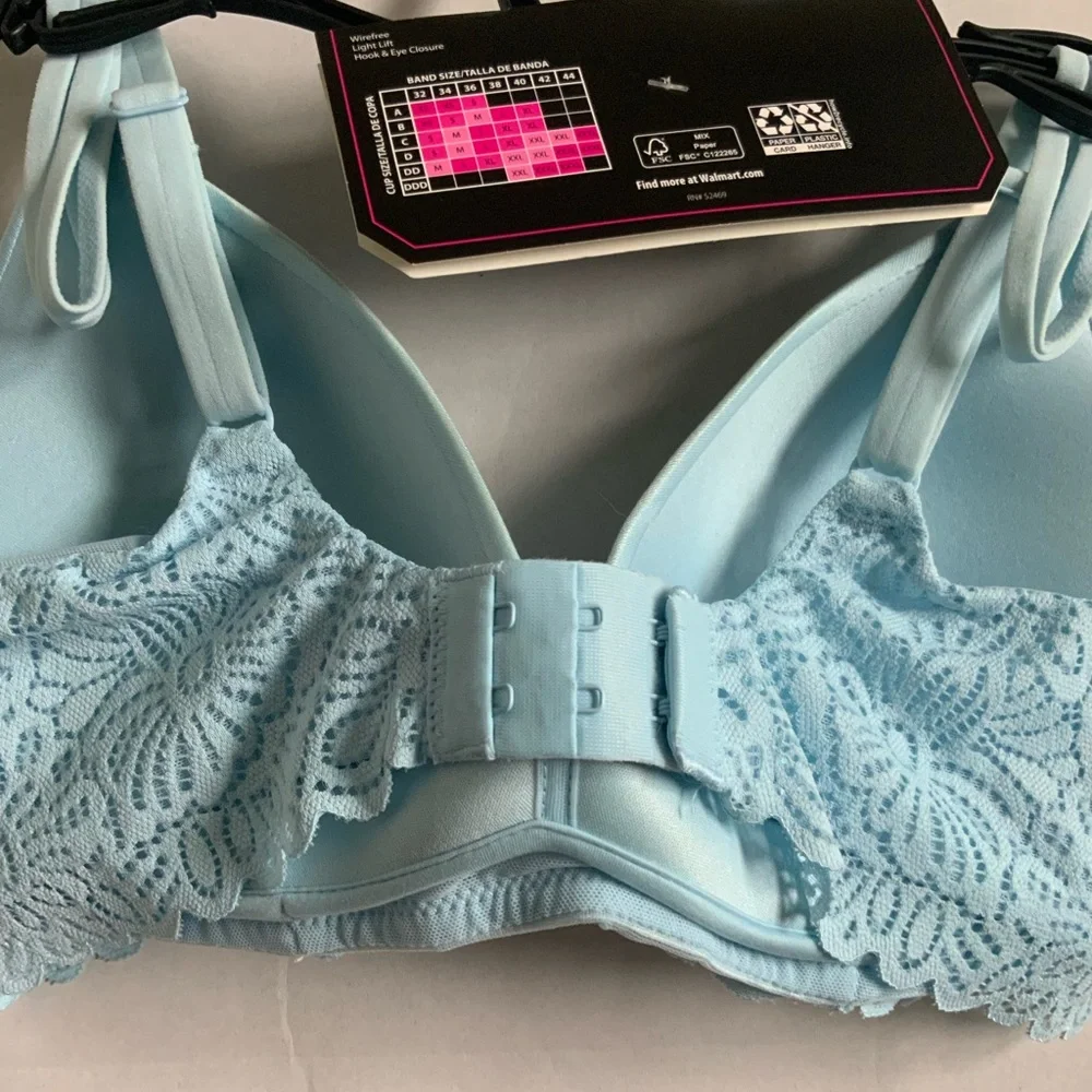 Women’s No Boundaries Light Blue Lace Wirefree Bra - Picture 3 of 4